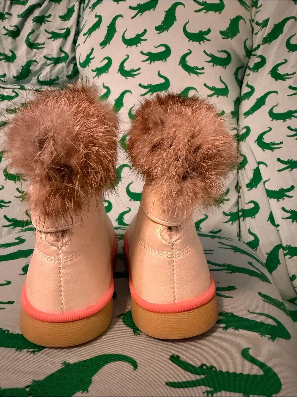 Pink Faux-Fur Trim Baby Boots